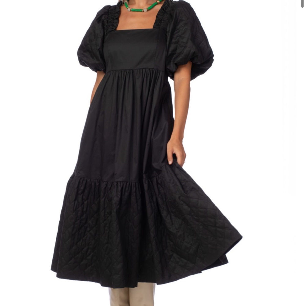 Crosby black long quilted dress